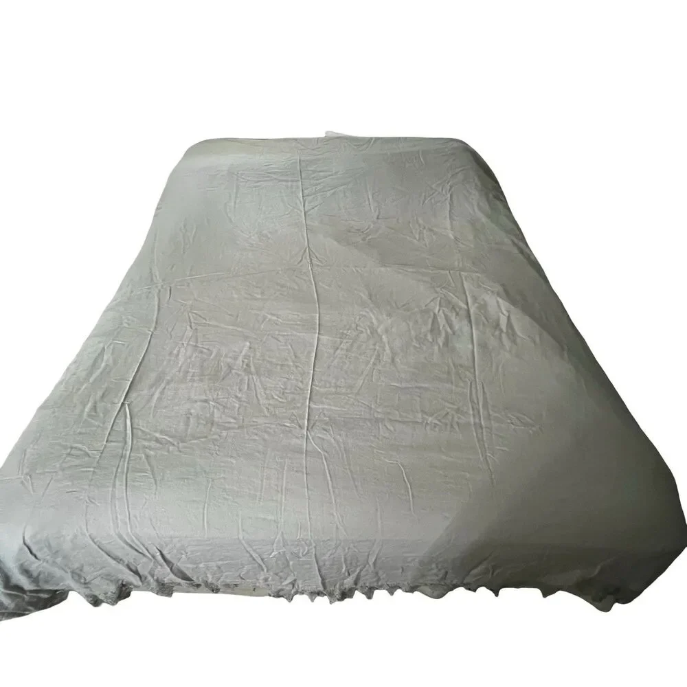 Wamsutta Vintage Evelyn Lace Trim King Duvet Cover Linen Cotton Gray
